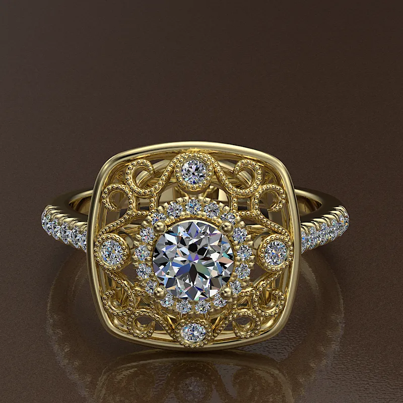 0.5ct Brilliant Cut Diamond  Gold Engagement Ring  - 02US01