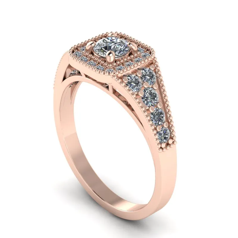0.63ct Round Diamond Gold Engagement Ring - 03US63