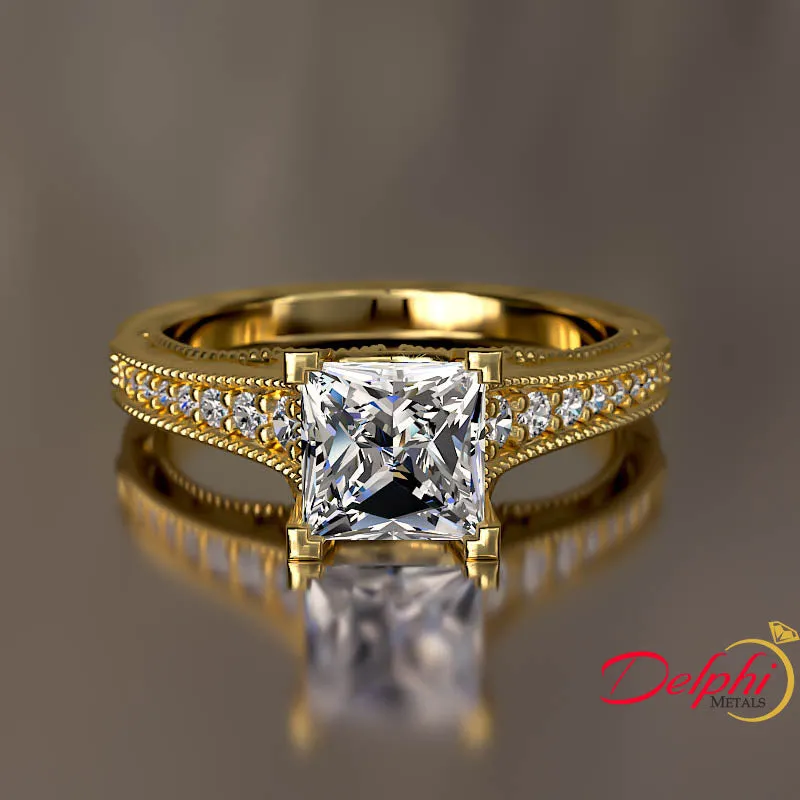 0.83ct Princess Cut Diamond Engagement Ring - 02US74