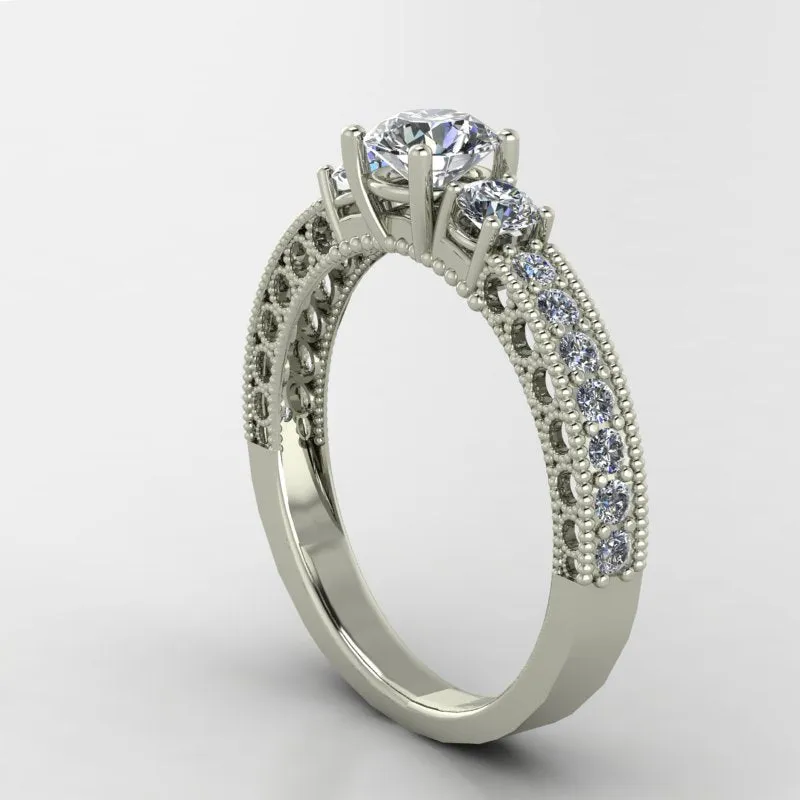 0.89ct Brilliant Cut 3 Stone Engagement Ring - 01US69V