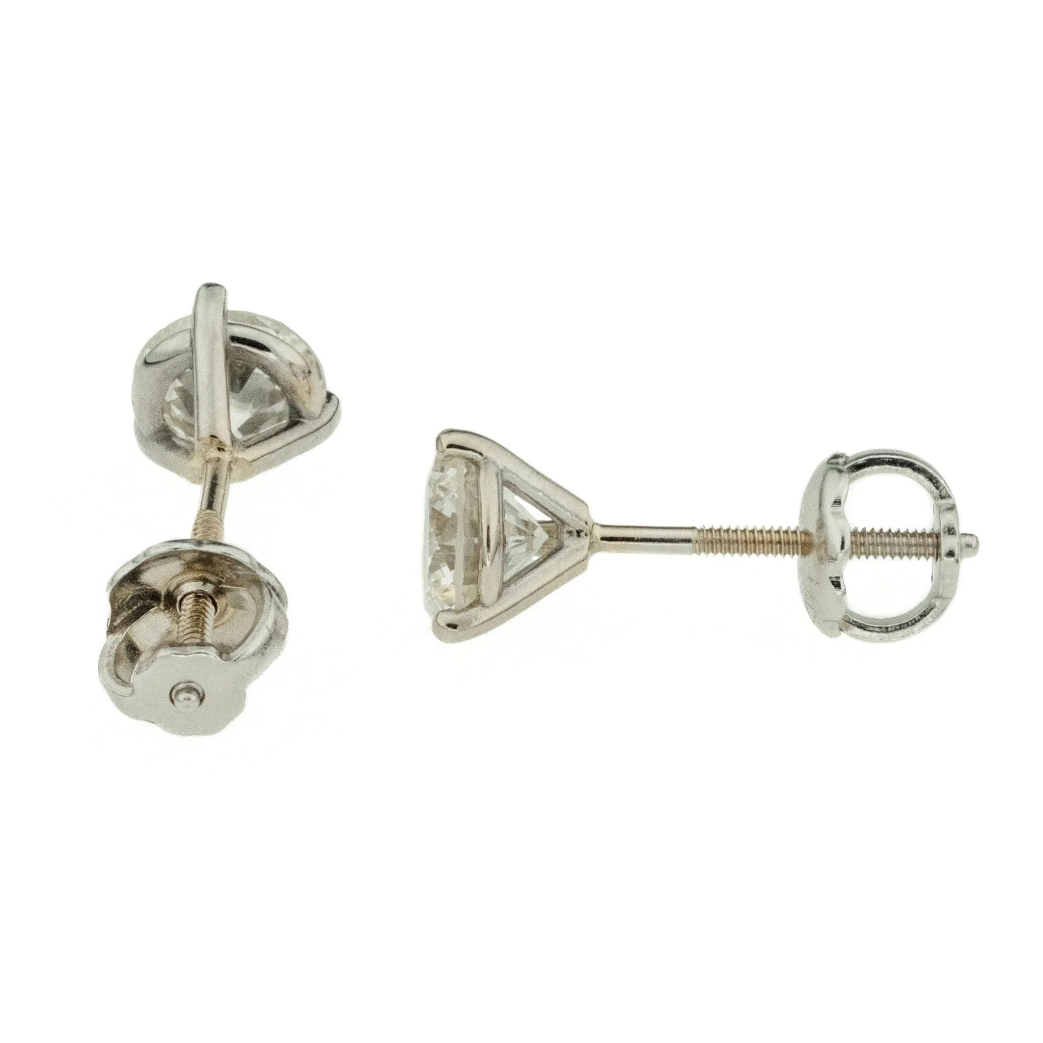 0.90ctw Round Diamond Solitaire Stud Earrings in 14K White Gold
