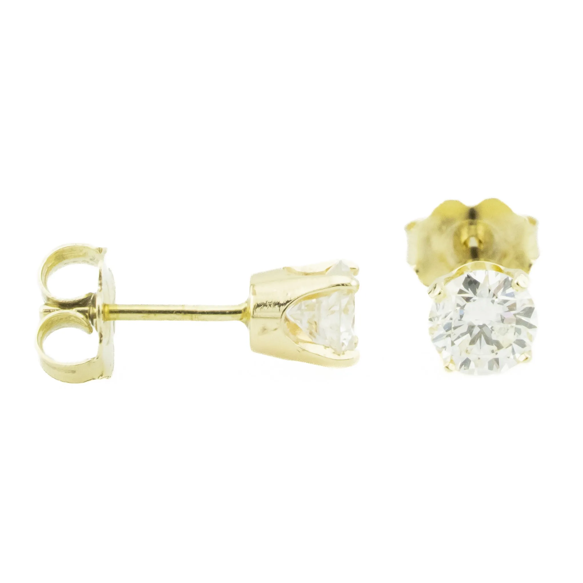 0.90ctw Round Diamond Solitaire Stud Earrings in 14K Yellow Gold