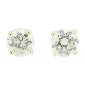 0.90ctw Round Diamond Solitaire Stud Earrings in 14K Yellow Gold