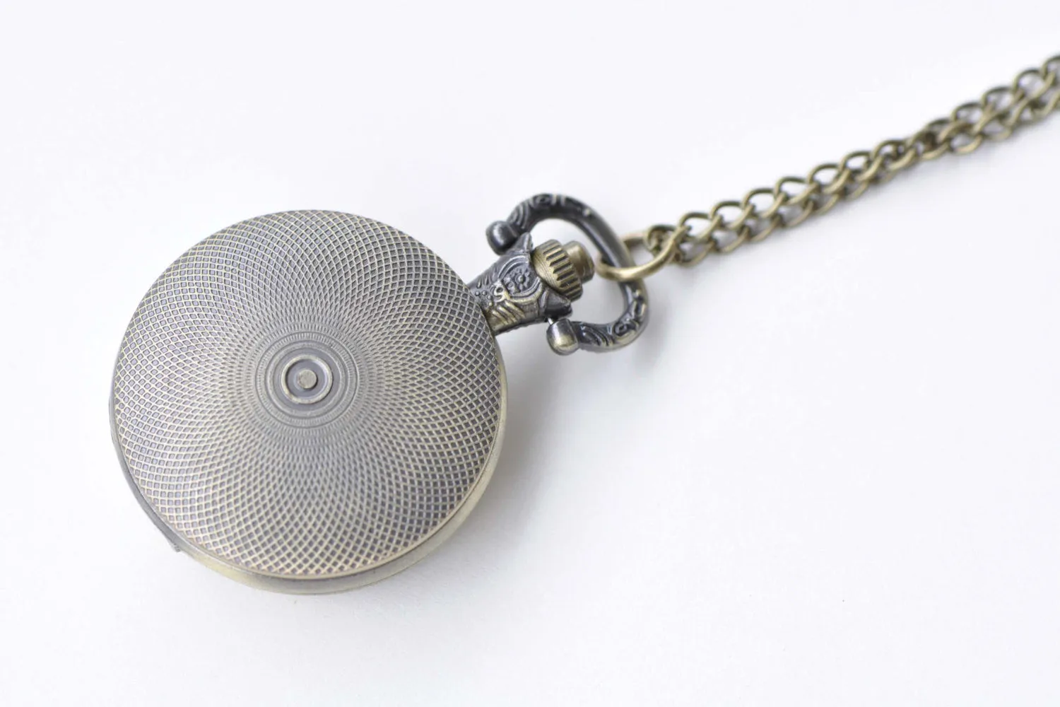 1 PC Antique Bronze Bezel Pocket Watch Necklace 1 Inch Cabochon A8638