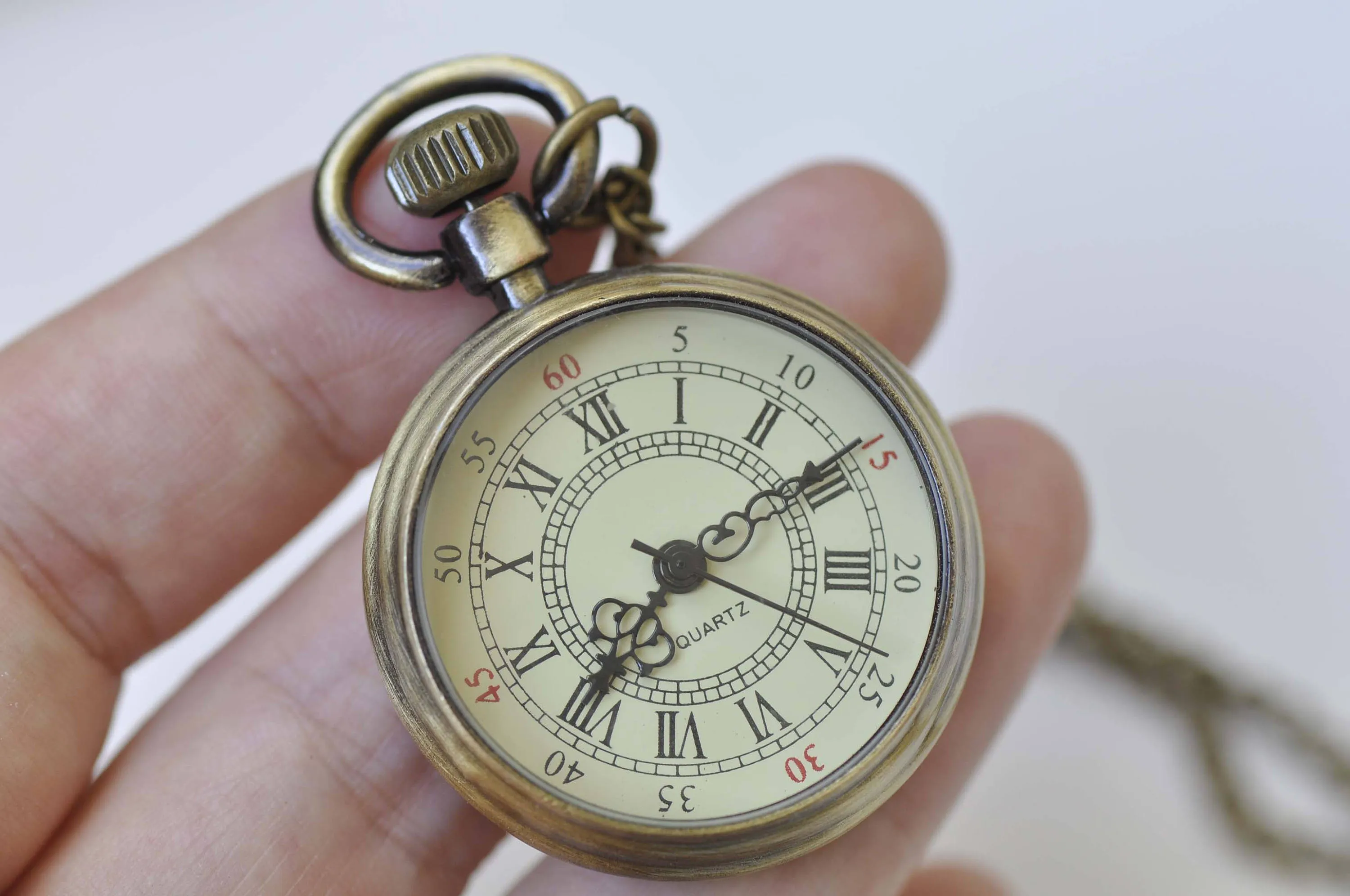 1 PC Antique Bronze Double Numerals Pocket Watch A5002
