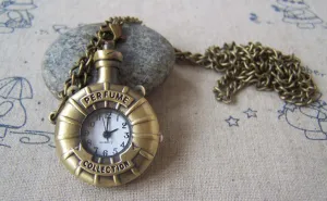 1 PC Antique Bronze Perfume Bottle Pocket Watch  A4609