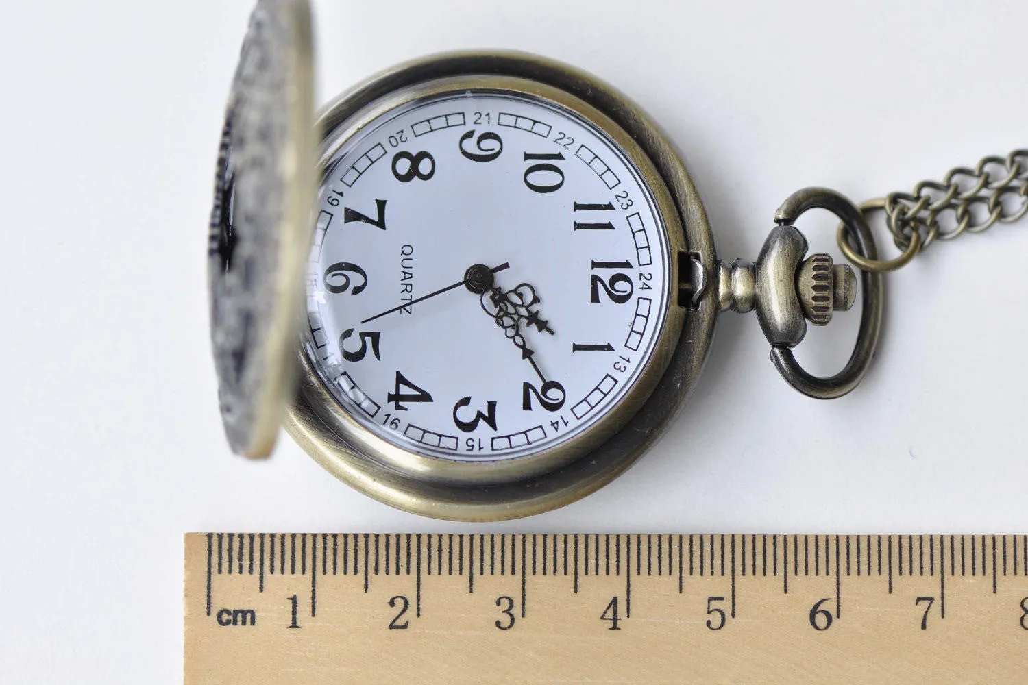 1 PC Antique Bronze Steampunk Gear Wheel Pocket Watch Necklace A8637
