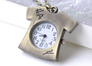 1 PC Antique Bronze T-Shirts Clothes Pocket Watch A7962