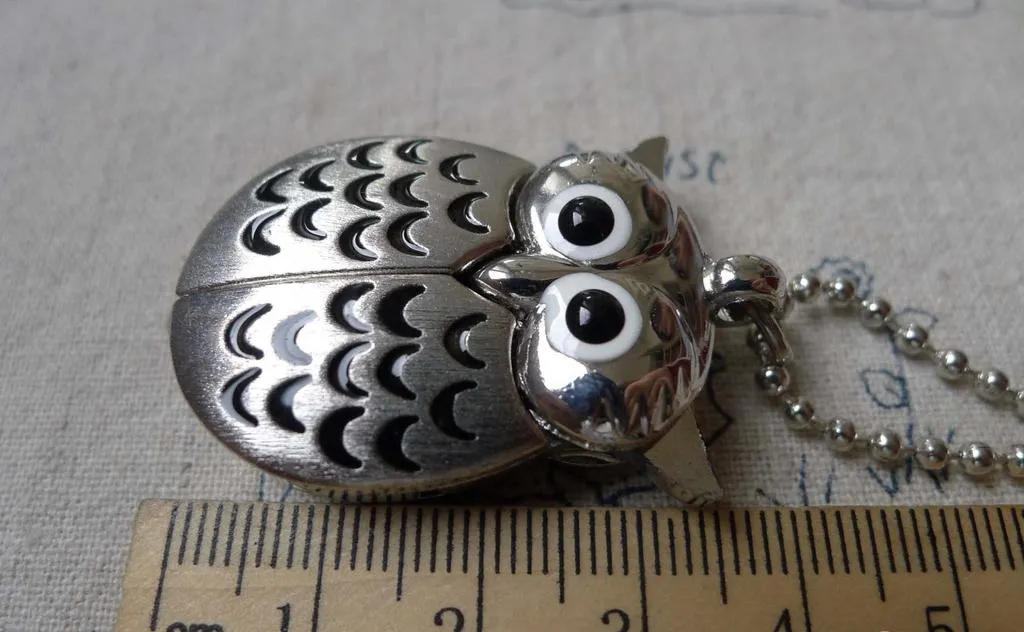 1 PC Antique Silver Owl Wing Pocket Watch A7241