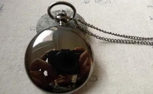 1 PC Black Polish Pocket Watch Necklace A6402
