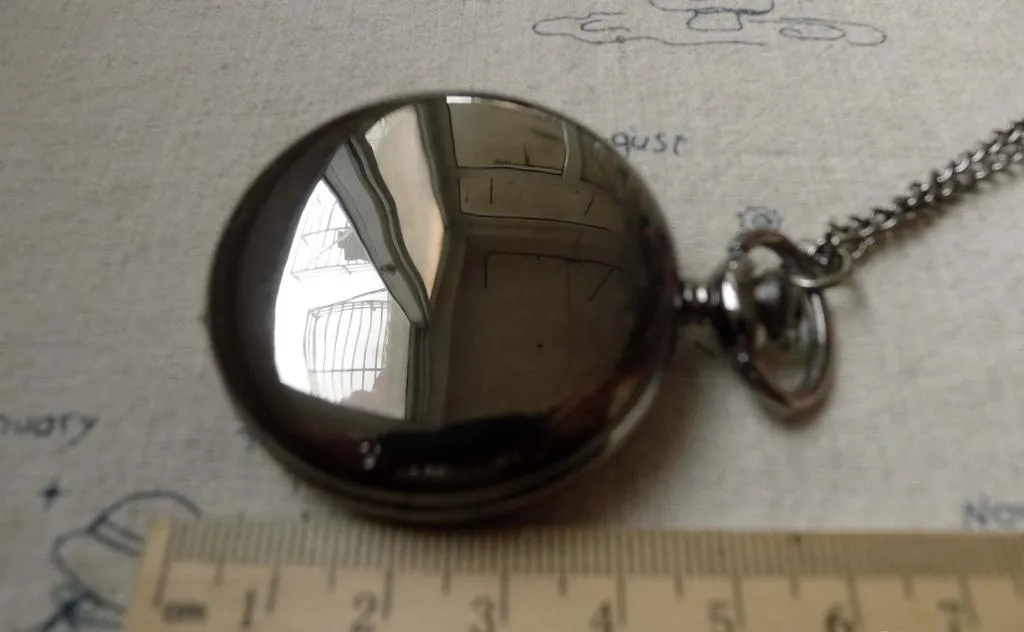 1 PC Black Polish Pocket Watch Necklace A6402