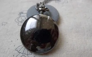 1 PC Black Polish Pocket Watch Necklace A7143