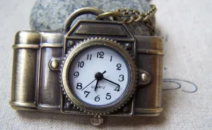 1 PC of Antique Bronze Camera Pocket Watch A5759