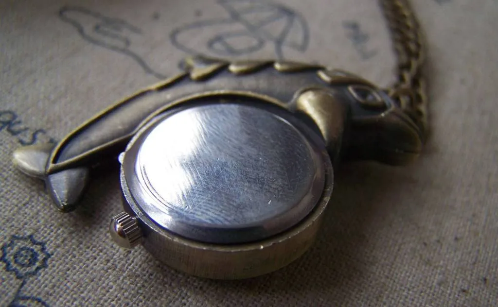 1 PC of Antique Bronze Dolphin Pocket Watch A4619