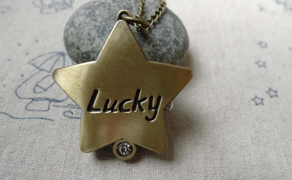 1 PC of Antique Bronze Star Pocket Watch A6009