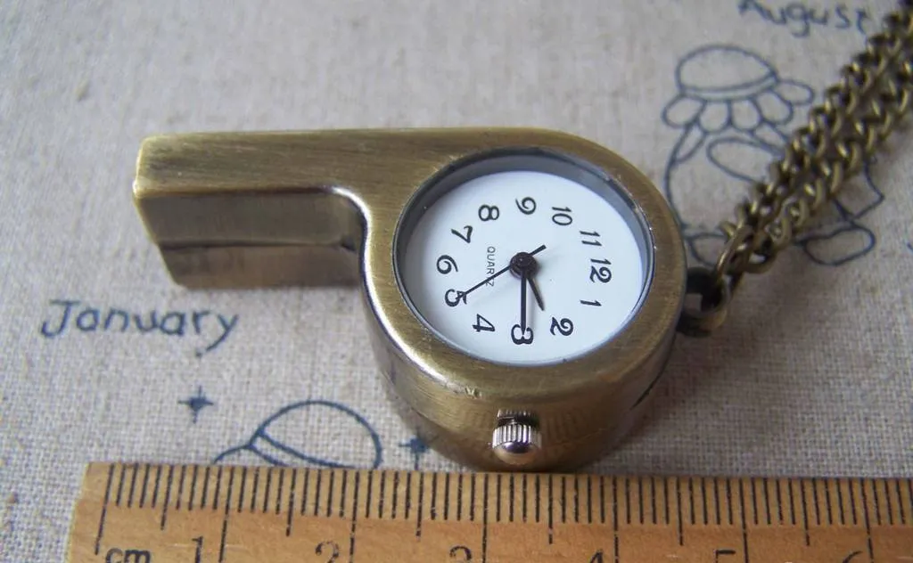 1 Pc of Antique Bronze Whistle Pocket Watch  A4617