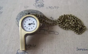 1 Pc of Antique Bronze Whistle Pocket Watch  A4617