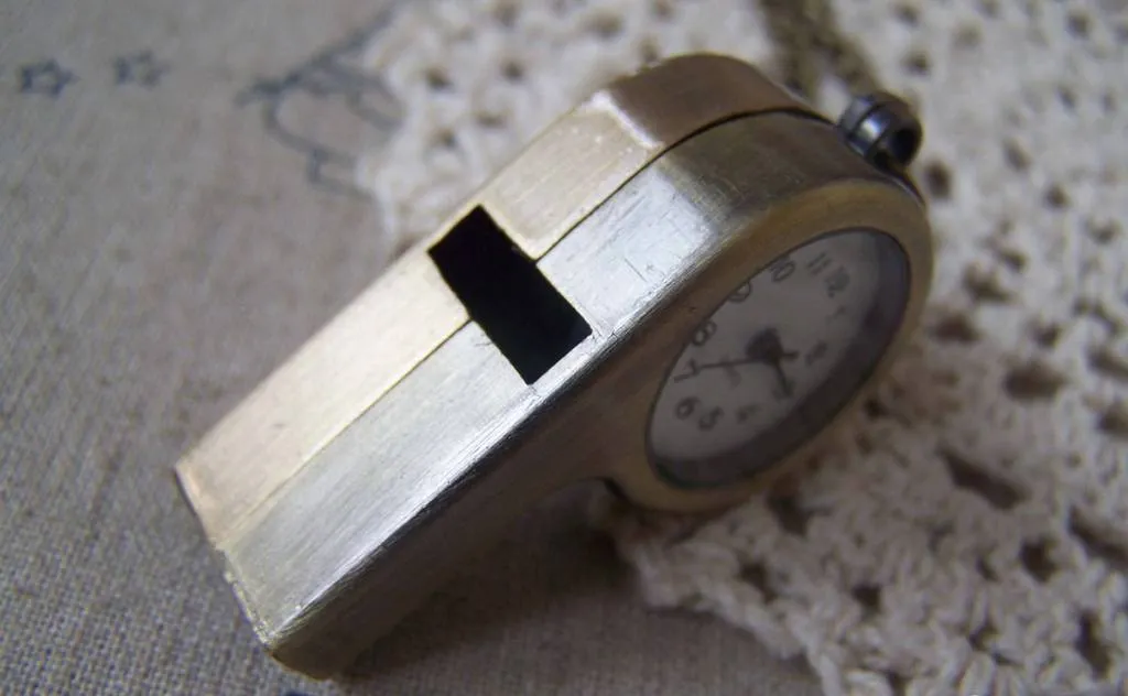 1 Pc of Antique Bronze Whistle Pocket Watch  A4617