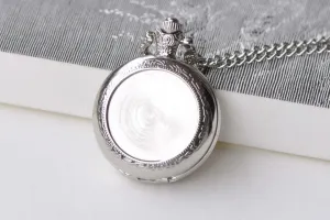 1 PC Platinum Bezel Pocket Watch Necklace 1 Inch Cabochon A8639