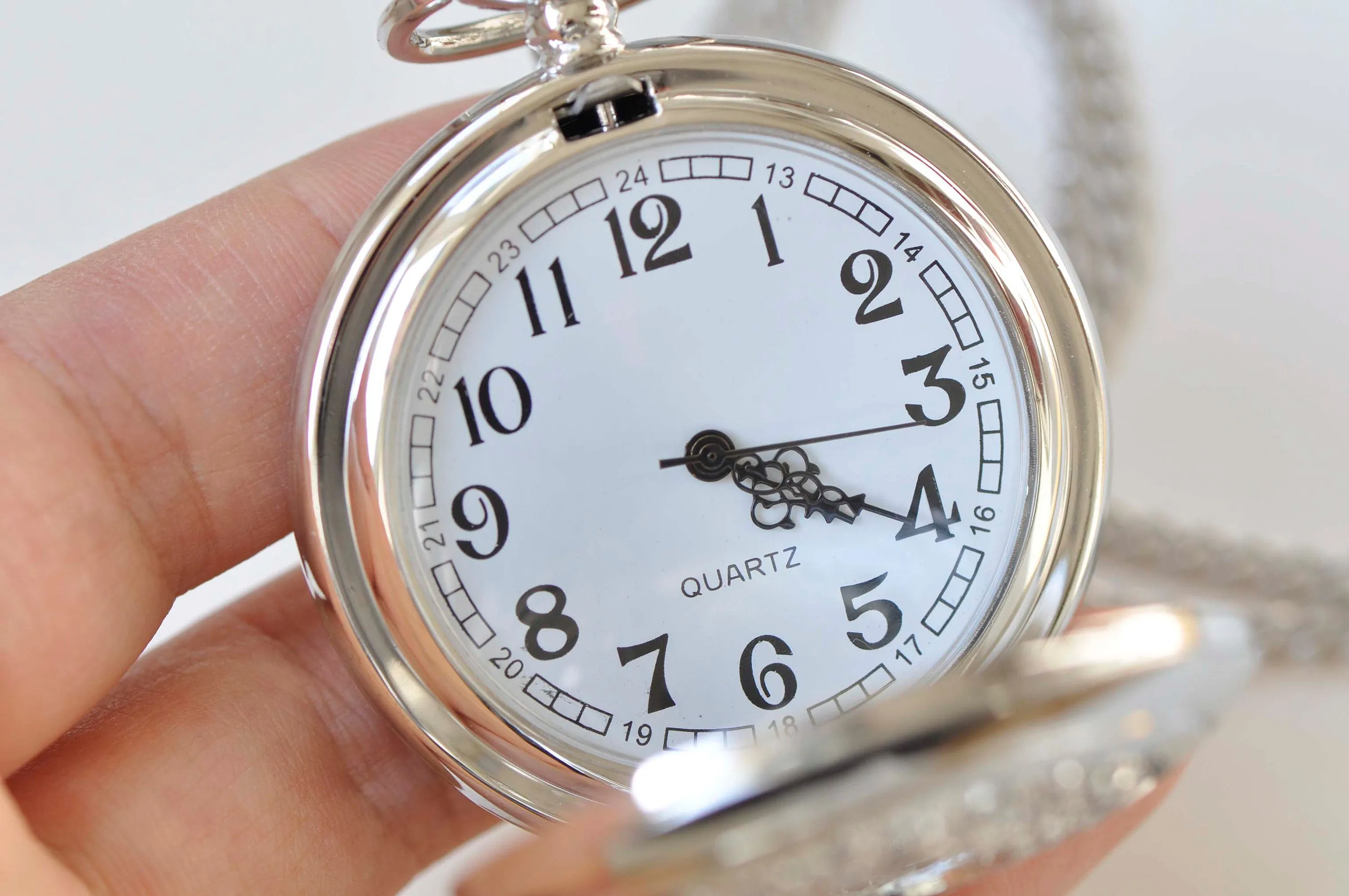 1 PC Platinum Pocket Watch Necklace A5406