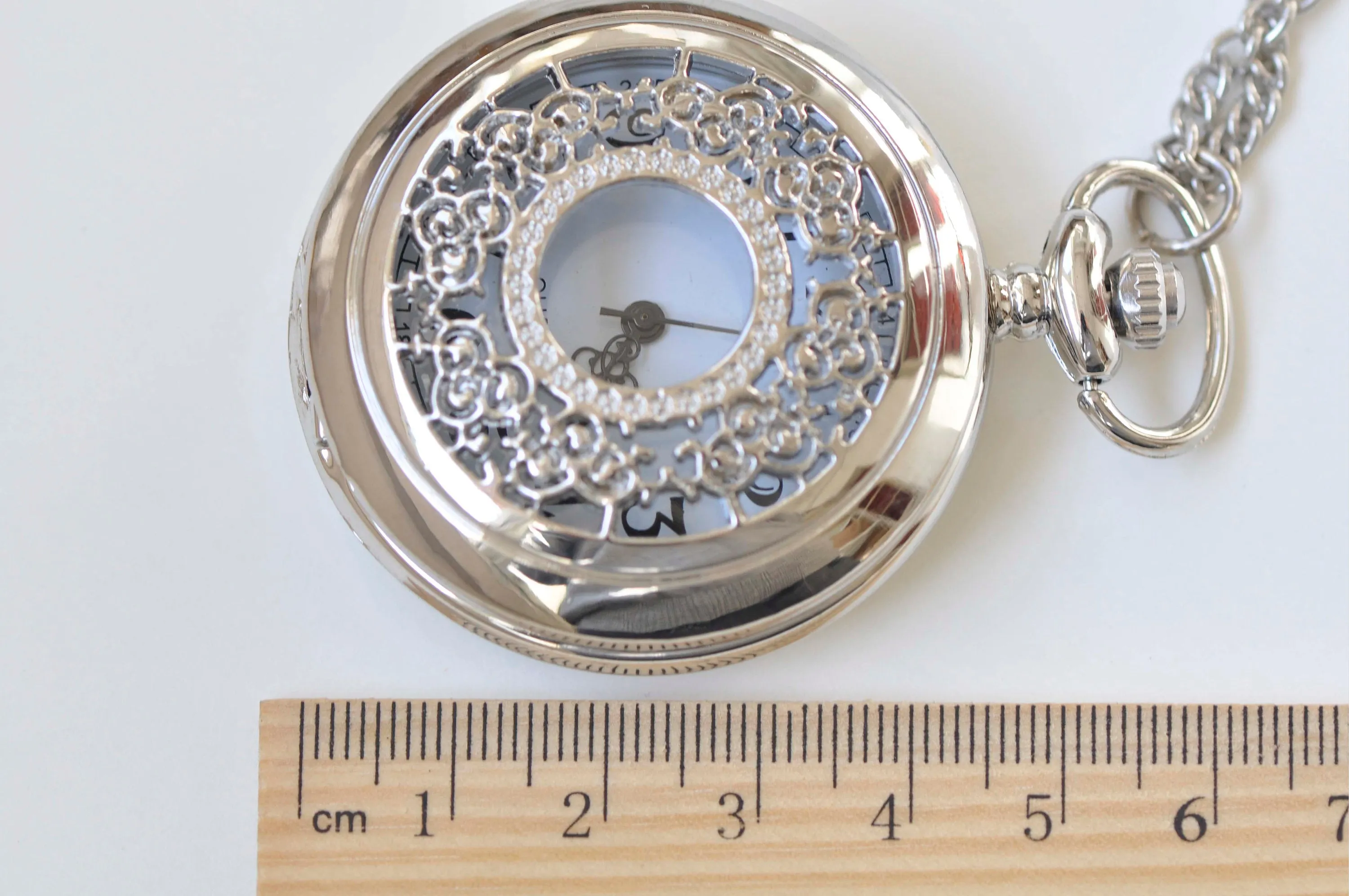 1 PC Platinum Pocket Watch Necklace A5406