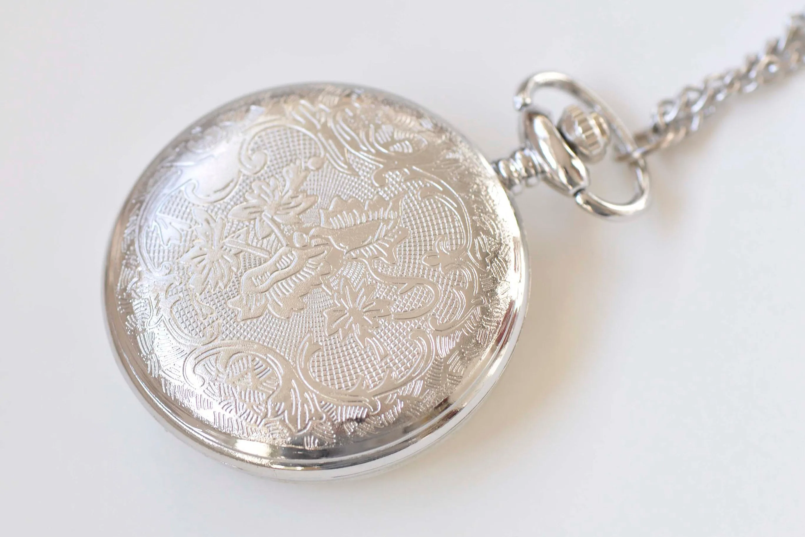 1 PC Platinum Pocket Watch Necklace With Gold Numerals A908