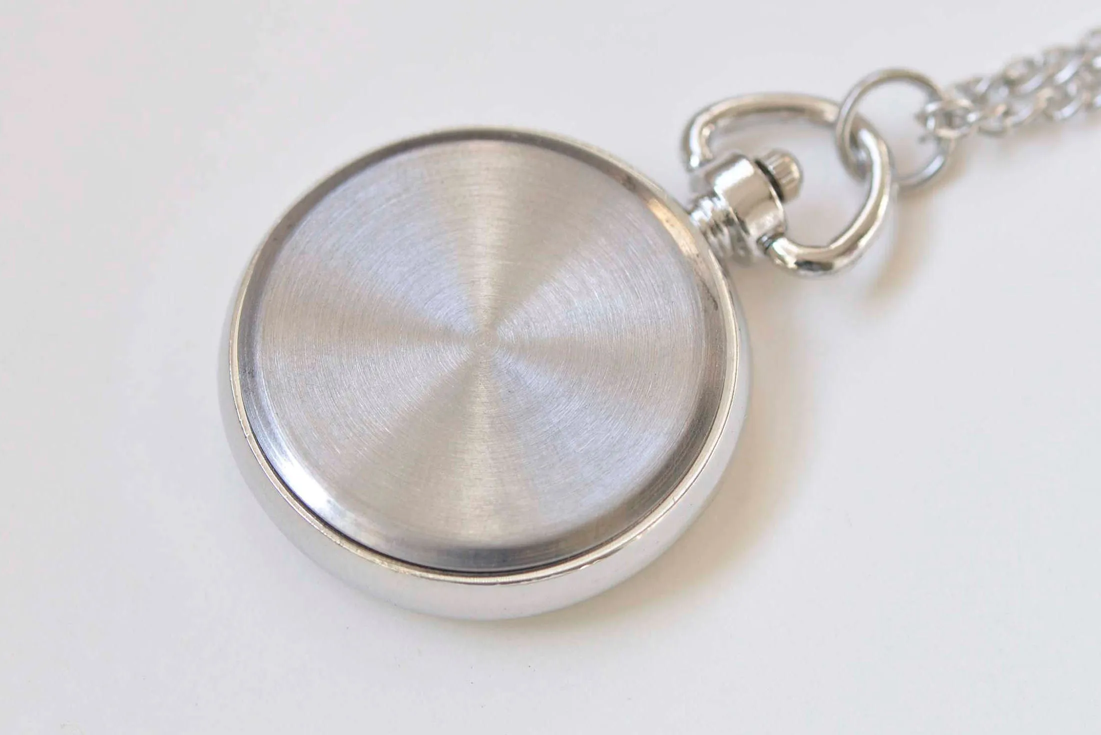 1 PC Platinum Silvery Gray Blank Pocket Watch Necklace A2200