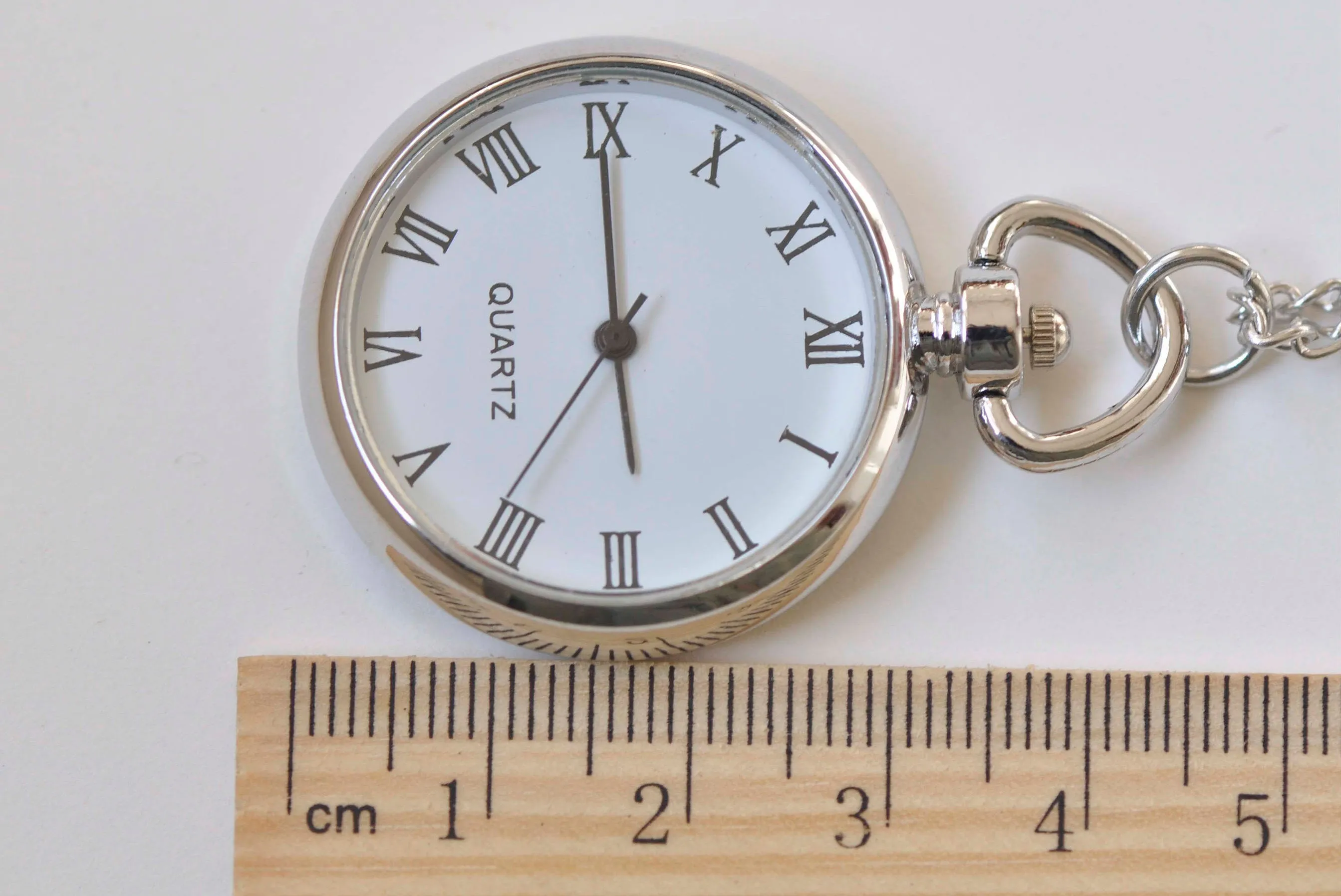 1 PC Platinum Silvery Gray Blank Pocket Watch Necklace A2200