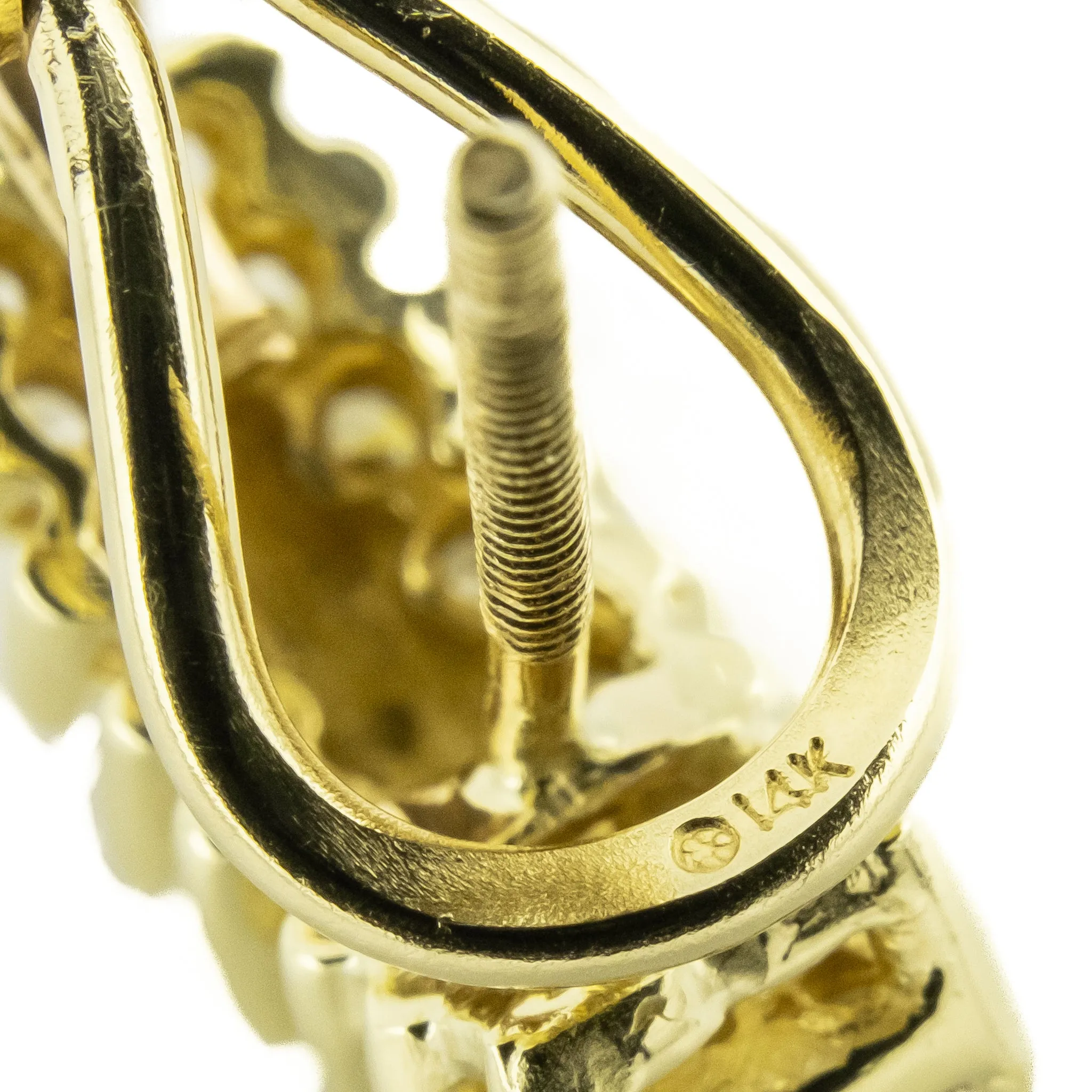 1.00ctw Round Diamond Accented Omega Back Earrings in 14K Yellow Gold