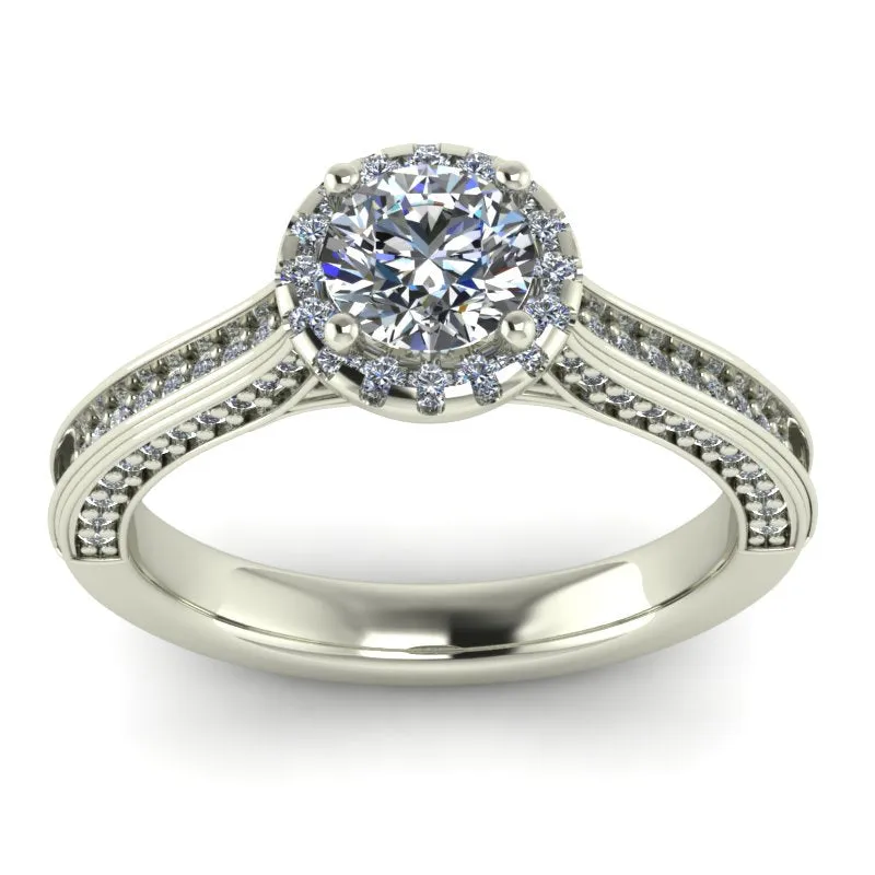 1.04ct Brilliant Cut Diamond Gold Halo Engagement Ring - 04US10