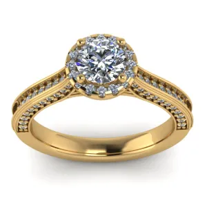 1.04ct Brilliant Cut Diamond Gold Halo Engagement Ring - 04US10