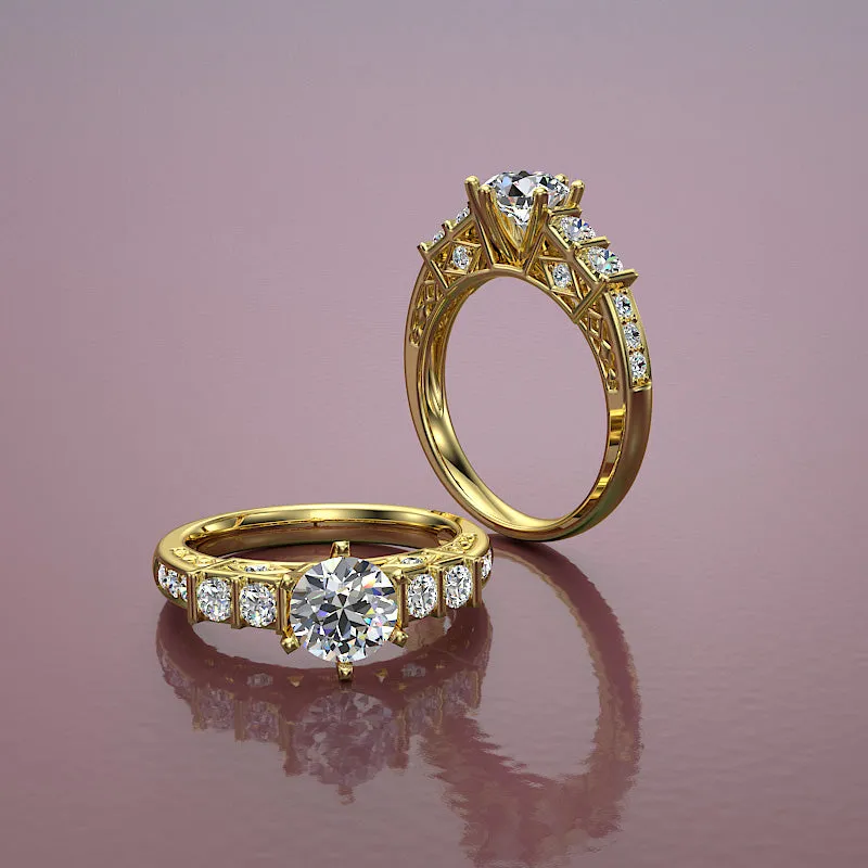 1.2ct Brilliant Diamond Gold Engagement Ring - 01US41