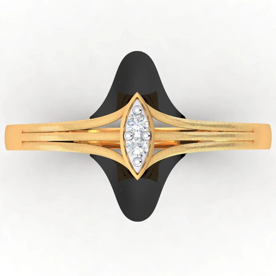 14K Gold Ring Floral Design With Black Meena And Stone Detailing (Size 12)