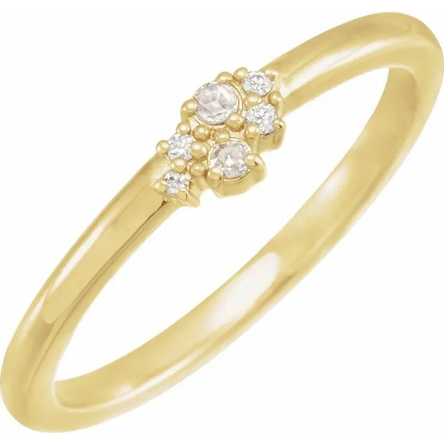 14K Gold Ring with Rose-Cut & Faceted Diamond