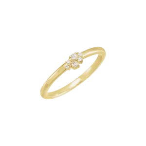 14K Gold Ring with Rose-Cut & Faceted Diamond
