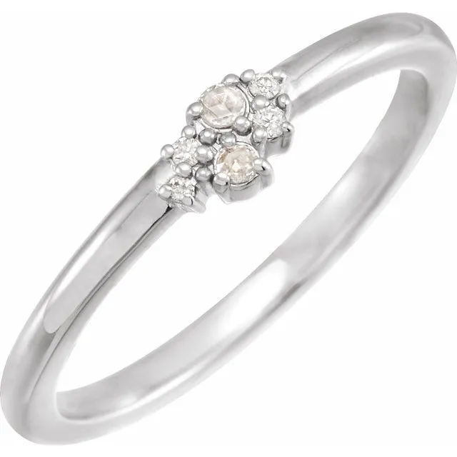 14K Gold Ring with Rose-Cut & Faceted Diamond