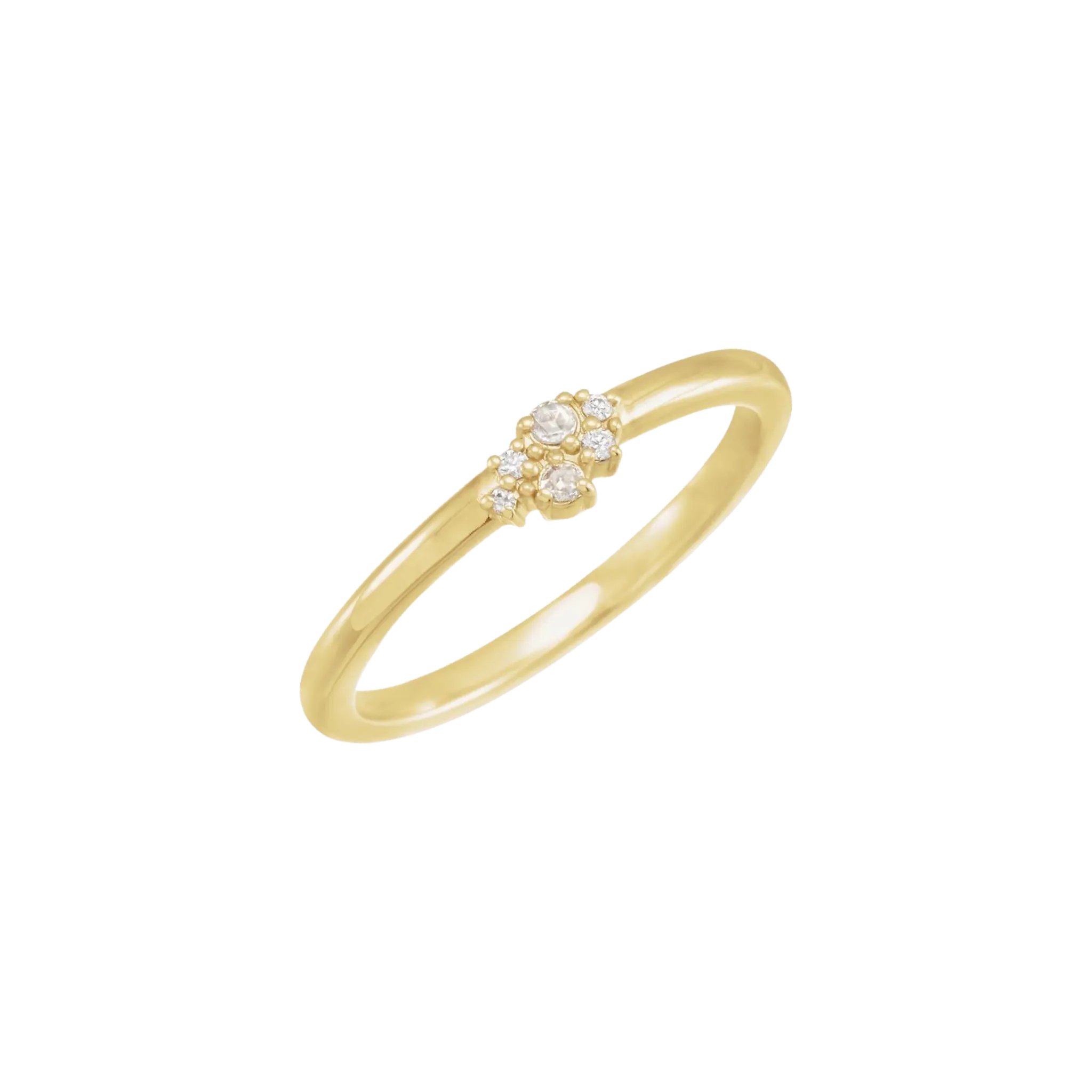 14K Gold Ring with Rose-Cut & Faceted Diamond