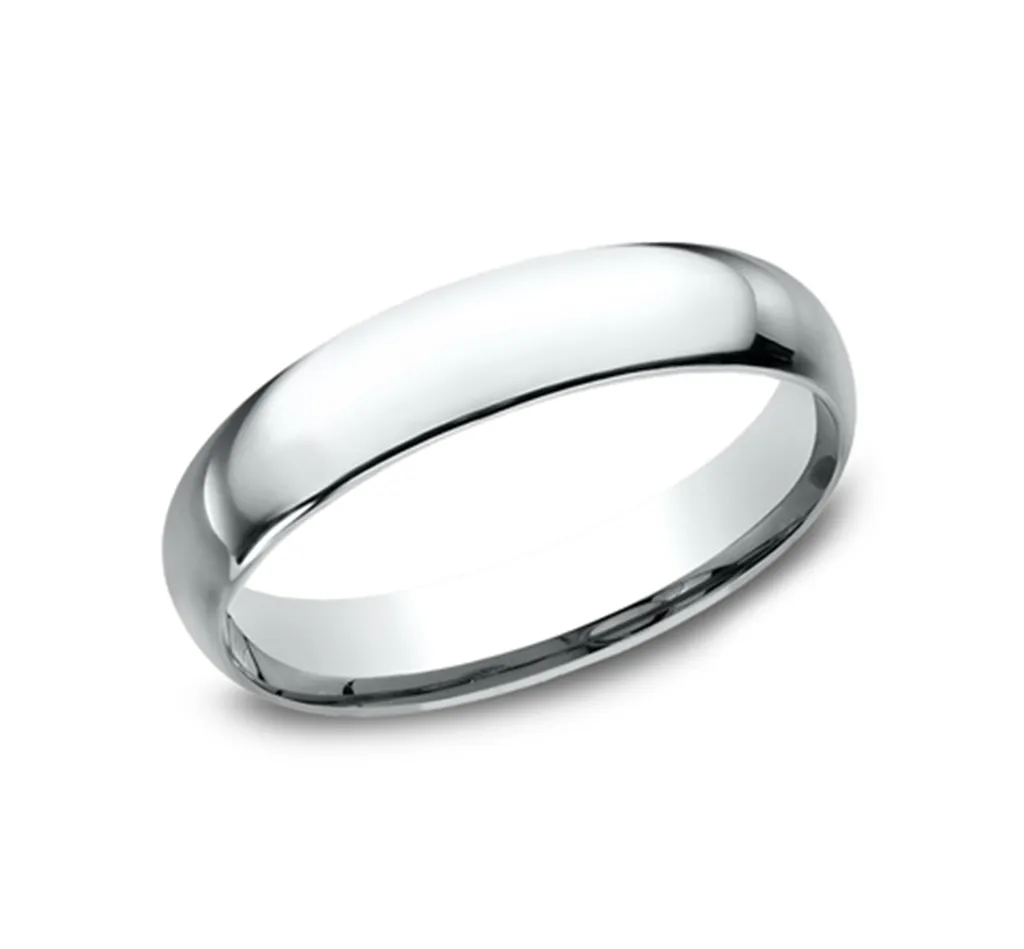 14K White Gold 4mm Super Light Comfort Fit Wedding Band