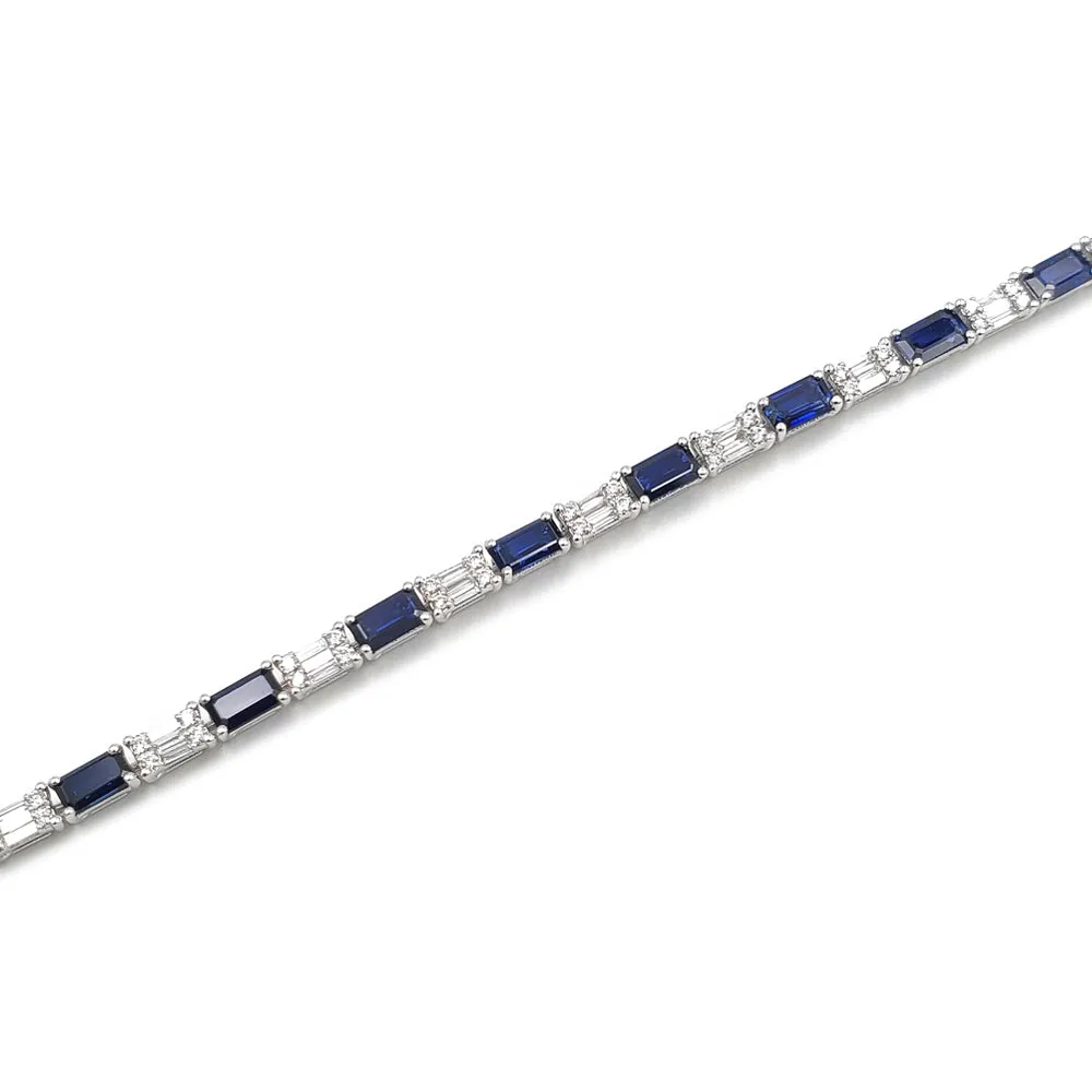 14K White Gold Diamond Sapphire Bracelet 1002488226