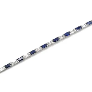 14K White Gold Diamond Sapphire Bracelet 1002488226