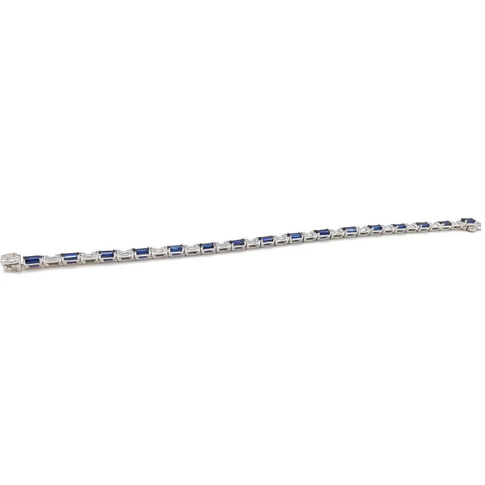 14K White Gold Diamond Sapphire Bracelet 1002488226