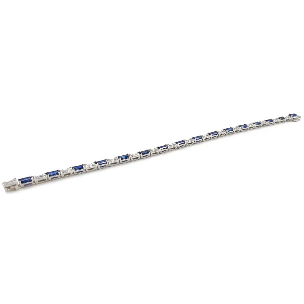 14K White Gold Diamond Sapphire Bracelet 1002488226