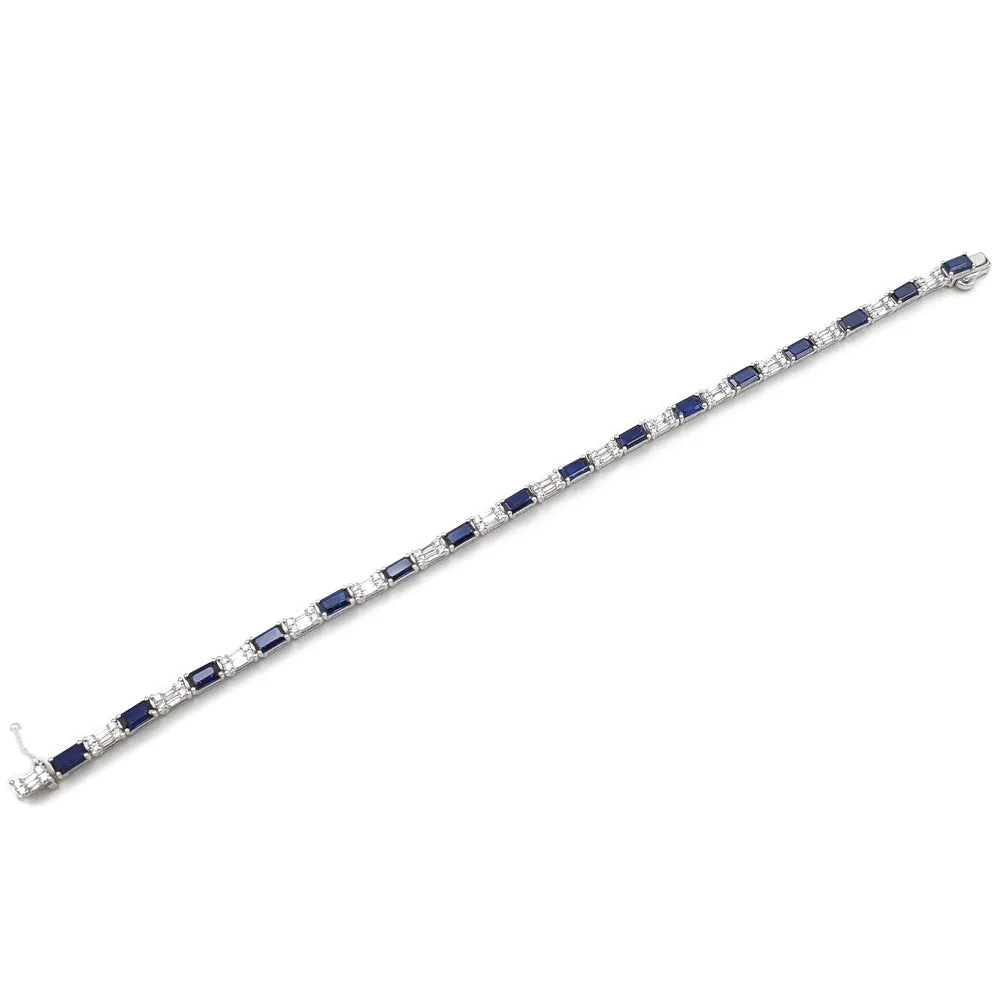 14K White Gold Diamond Sapphire Bracelet 1002488226
