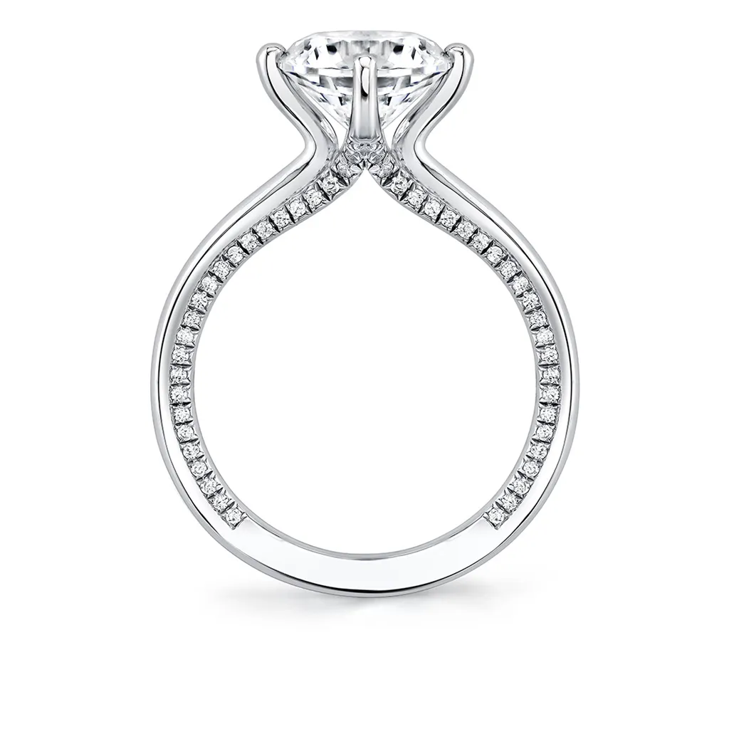14K White Gold 'Kate' Compass Set Round Diamond Engagement Ring