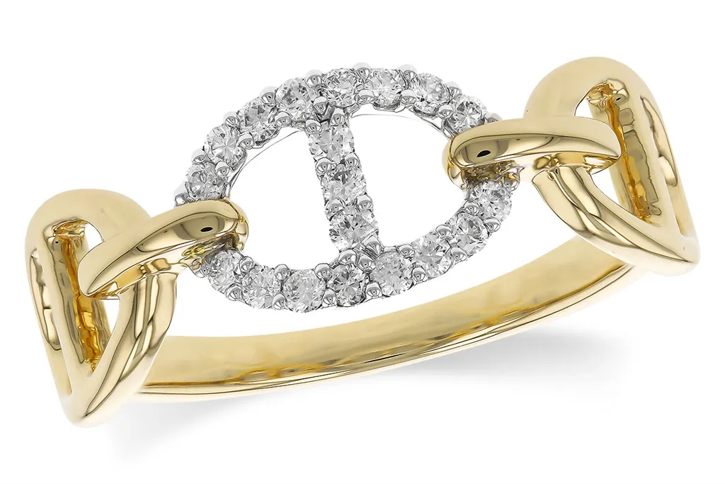 14K Yellow And White Gold Contemporary Natural Diamonds Ring