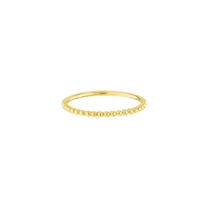 14K Yellow Gold Beaded Single Row Ring