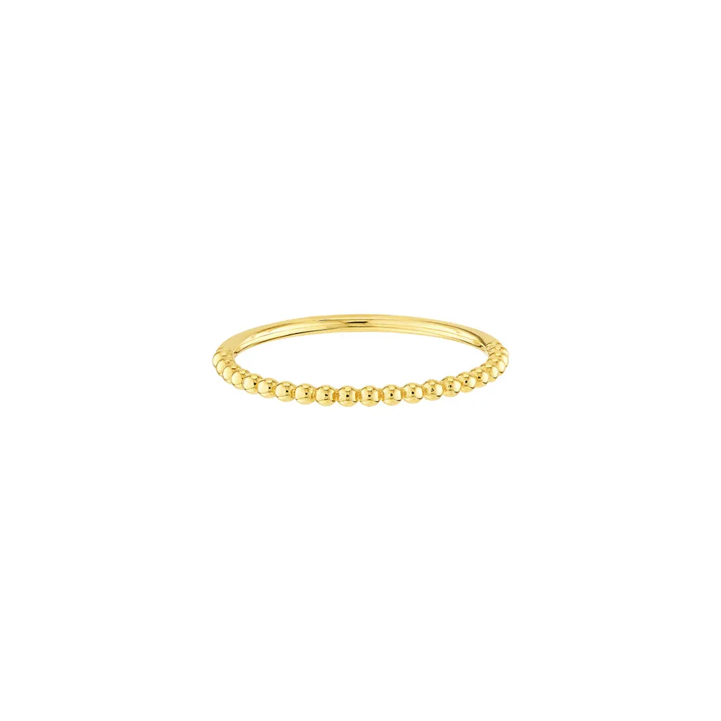 14K Yellow Gold Beaded Single Row Ring