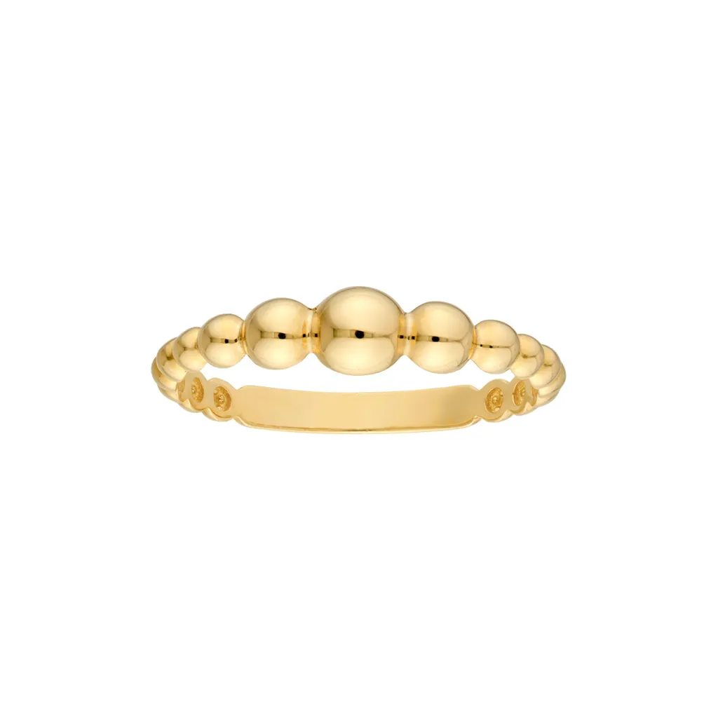 14K Yellow Gold Graduated Bead Ring