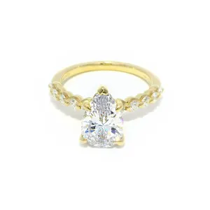 14K Yellow Gold 'Kim' Hidden Halo Pear Diamond Engagement Ring