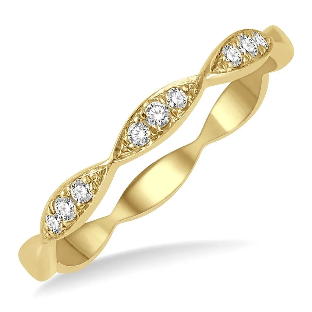 14K Yellow Gold Stackable Natural Diamonds Ring